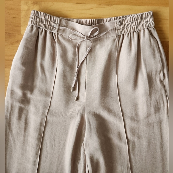 elasticated wide leg beige trousers - Picture 4 of 6